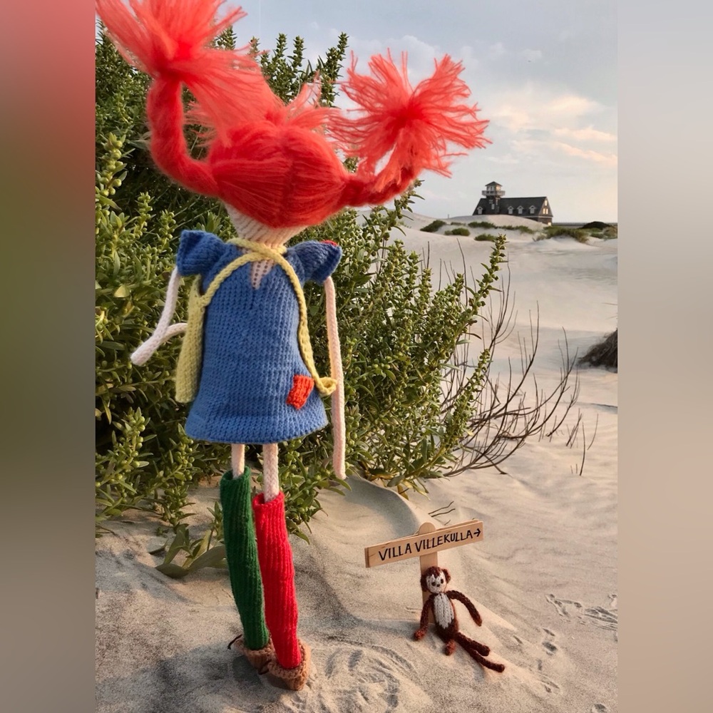 Handmade Knit Pippi Longstocking Doll Mr Nilsson Monkey OOAK Detailed Doll - Picture 8 of 16